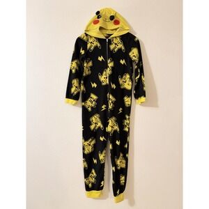 Pokemon Pikachu Hoodie Union Suit One Piece Pajamas 12/14L Boy Girl NWT tiny hol